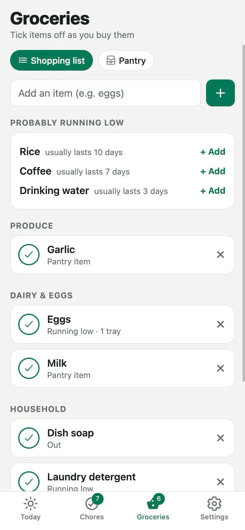 Gawain: Shopping list with run-out predictions