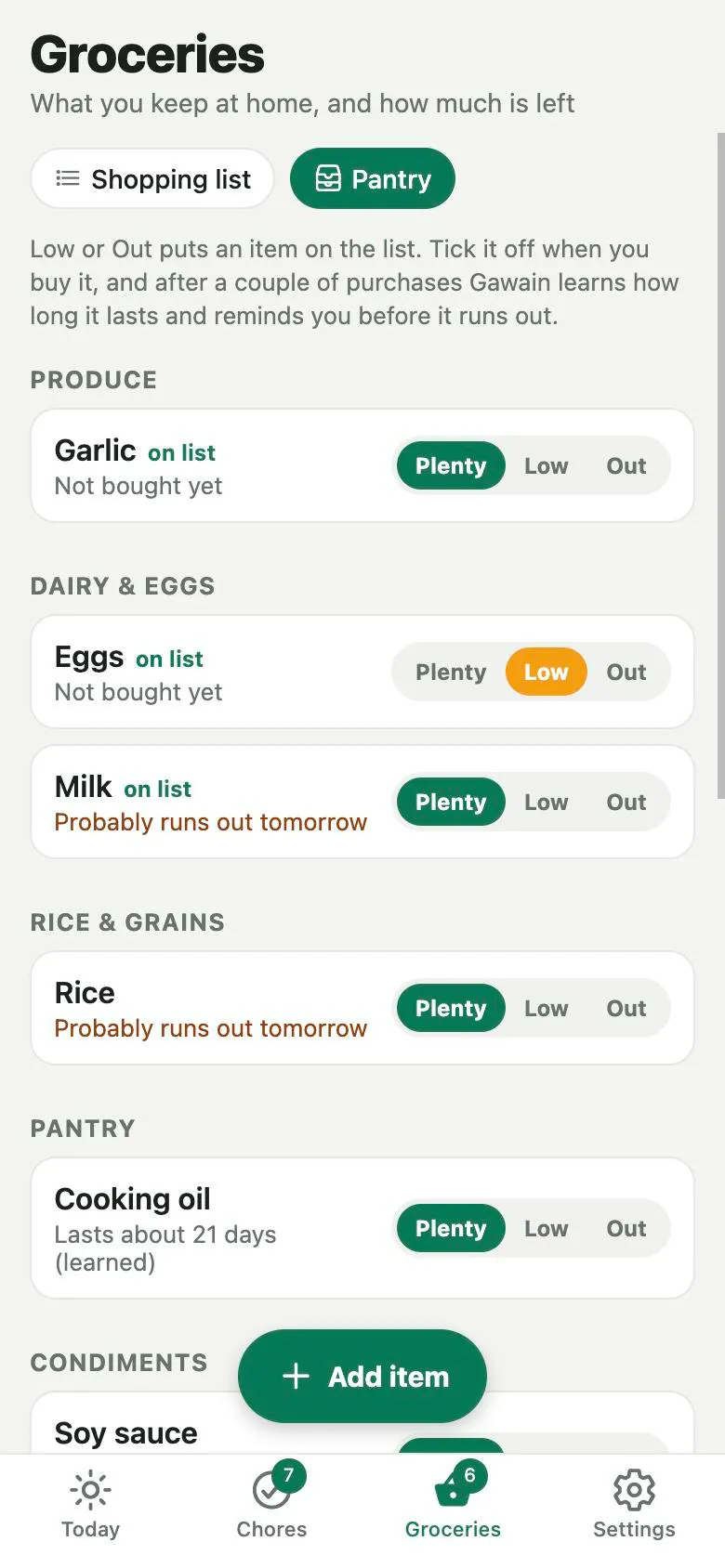 Gawain: Pantry that learns how long things last