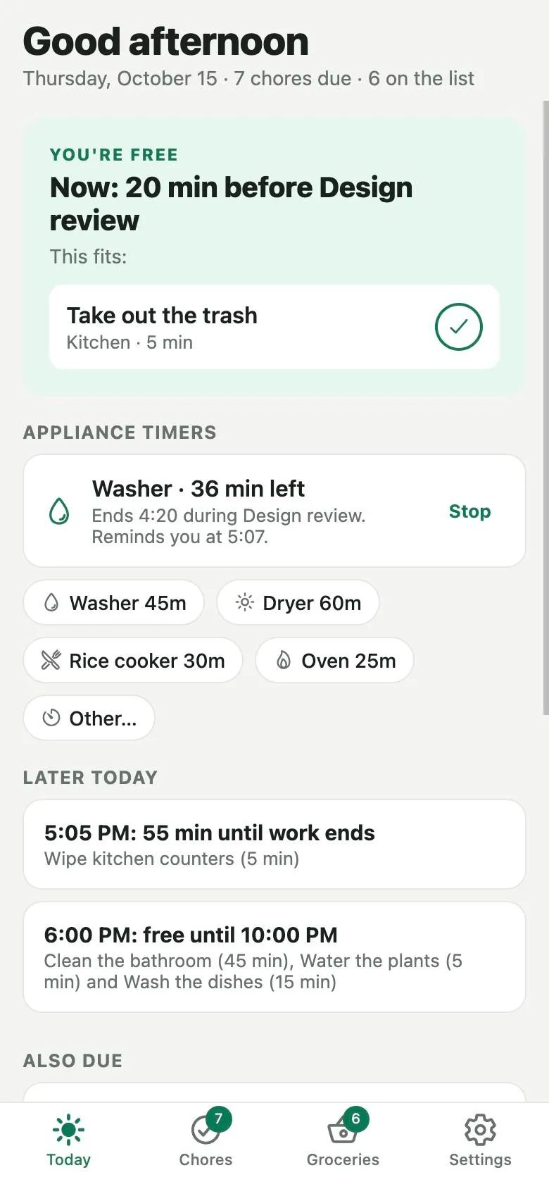 Gawain: Chores that fit before your next meeting